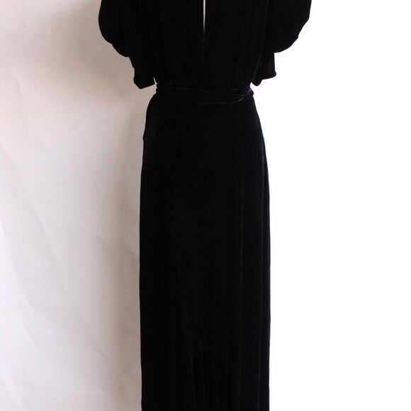 Vintage 1930s Dress, Kiviette Black Silk Velvet Rare Full Length Gown, Couture - Picture 10 of 13